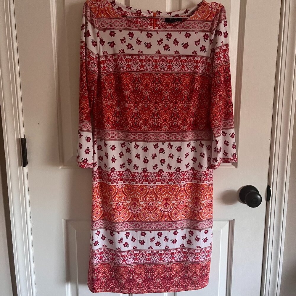 Chaps 3/4 length sleeve midi dress